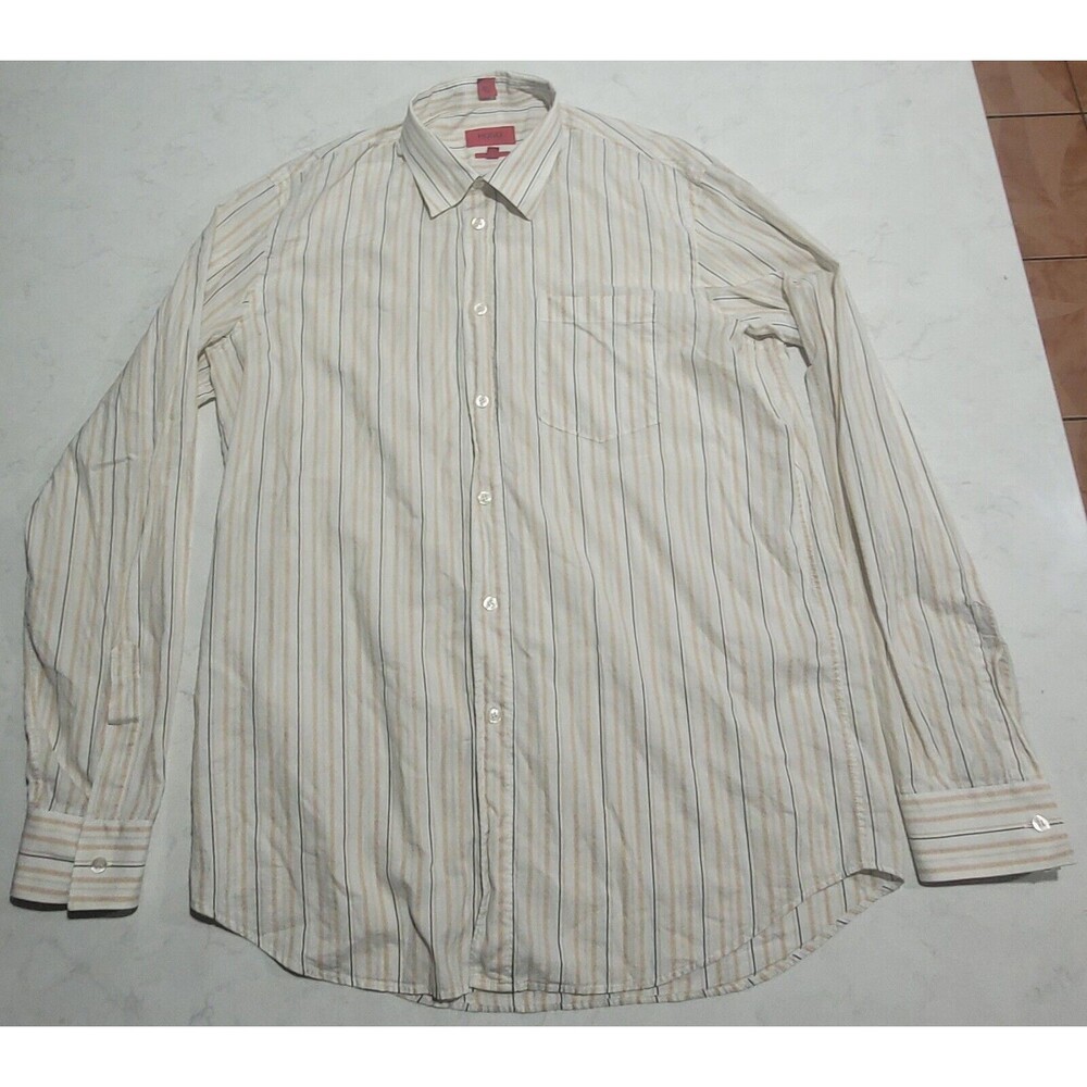 Hugo Boss Striped Dress Shirt Men's Slim Line Size XL White Striped EUC - Picture 2 of 10
